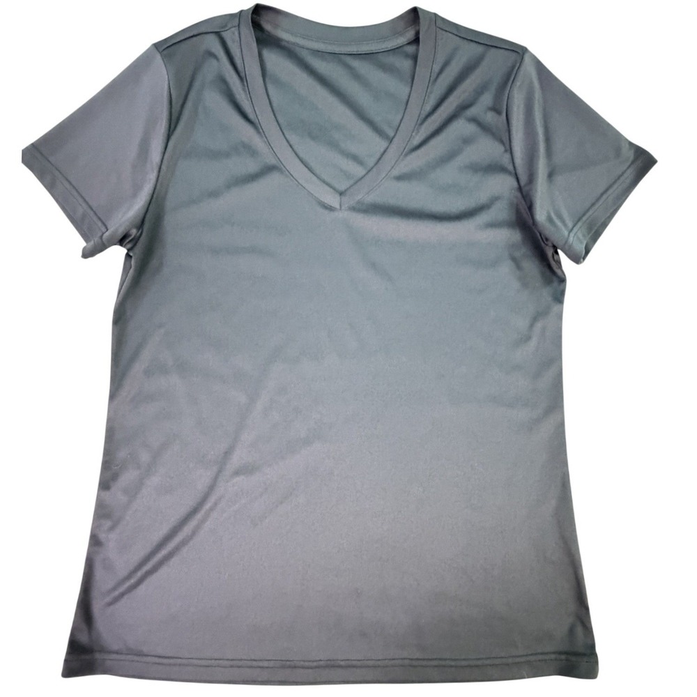 Womens V-Neck Short Sleeve T-Shirt Navy Athletic Casual‎ Top Size M